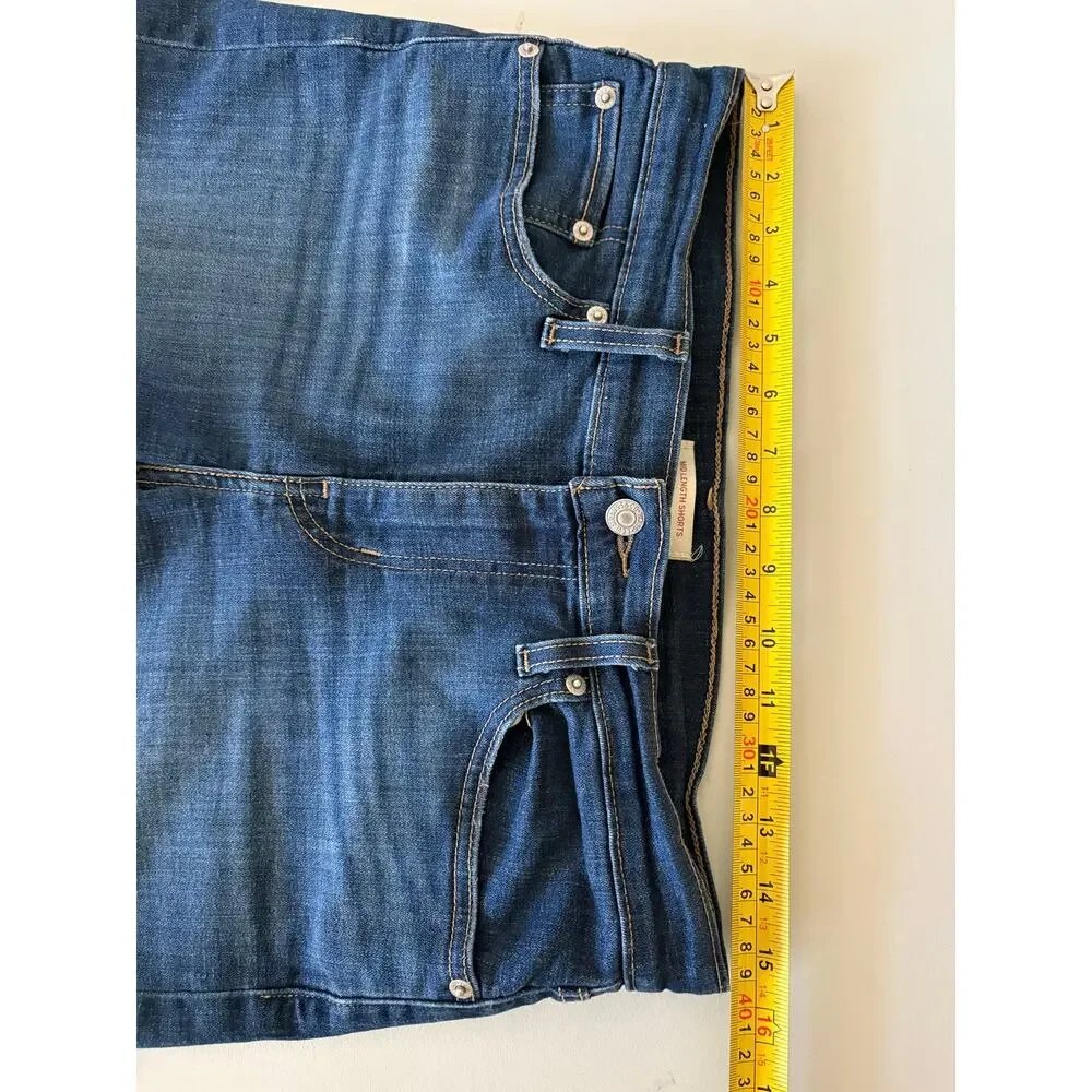Levi's Mid Length denim jean Shorts Dark Wash western casual summer boho beach